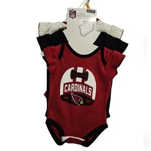 0-3m NFL AZ Cardinals 3 Piece Onesie Set